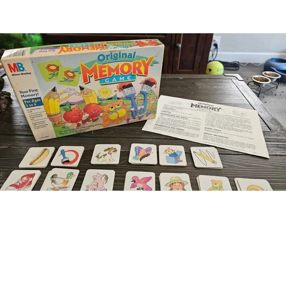 Vintage Original Memory Game Milton Bradley 1990 MB Incomplete Board Game